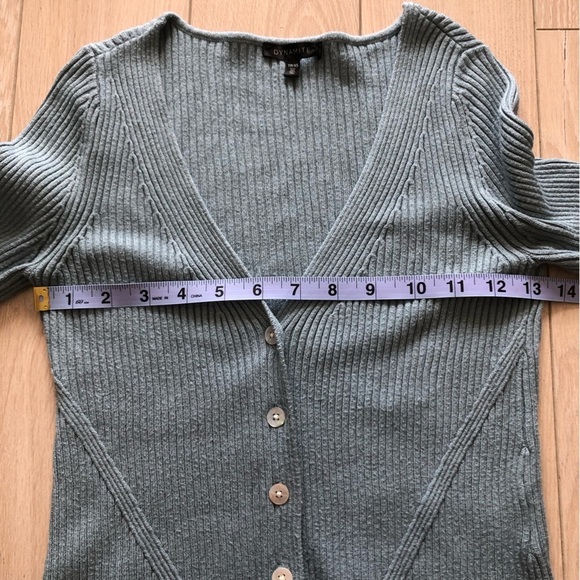 Dynamite Ribbed Shell Button Cardigan in Light Blue - Picture 7 of 9